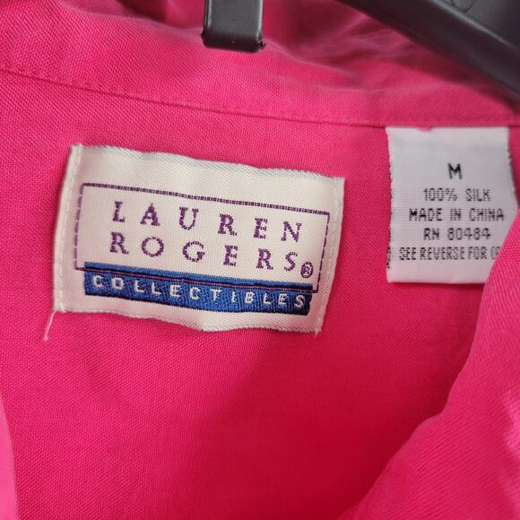 Lauren Rogers collectibles pink cropped top 100% silk size M - Picture 2 of 4